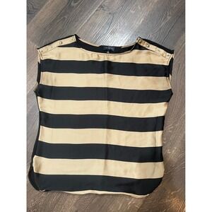 The Limited Striped Blouse Sleeveless Gold Button Detail Top Size S‎